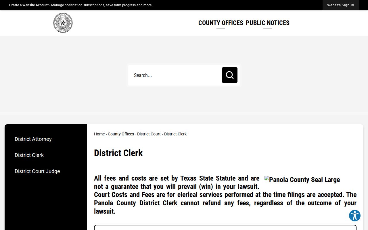 Panola County District Clerk court record channels and office information