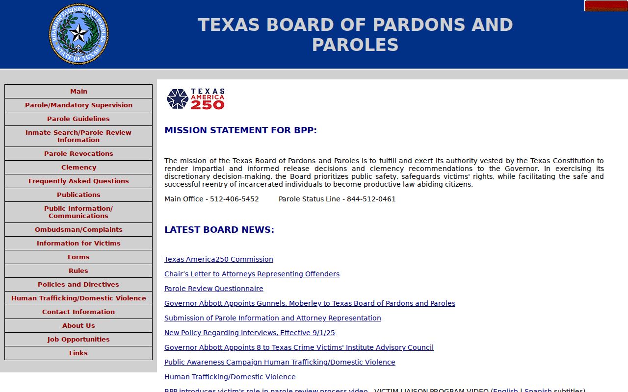 Panola County criminal history Texas parole board information